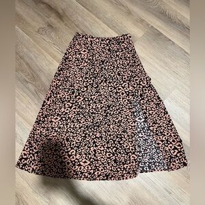 SHEIN Pink and Black Animal Print A-Line Skirt
